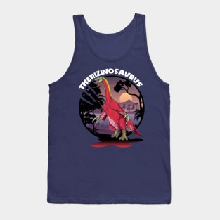 Therizinosaurus Dinosaur Design With Background Tank Top